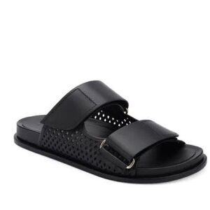 Mercedes Castillo Celynne Slide Sandal Perforated Grip-Strap Black 9.5/ 39.5